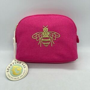 Spartina 449 Pink Gold Bee Embroidered On Cosmetic Case New With Tags